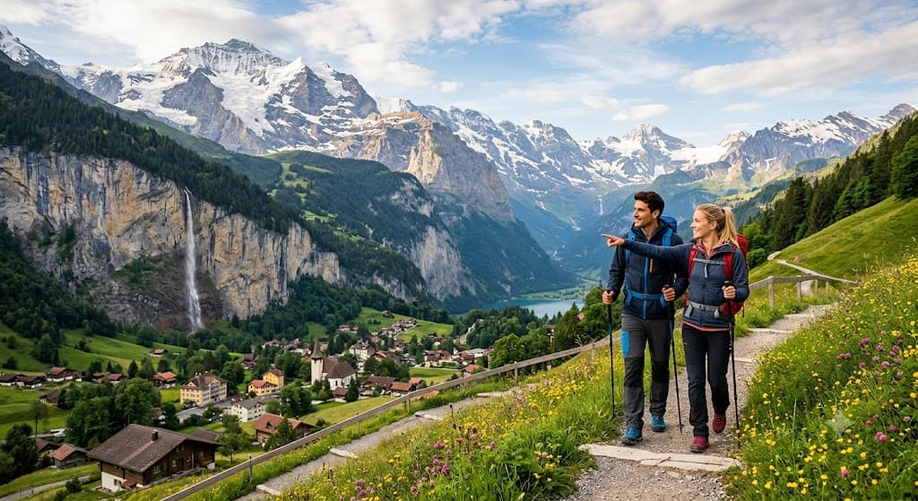 Du khách khám phá núi Alps trong hành trình của VNEXTRAVEL